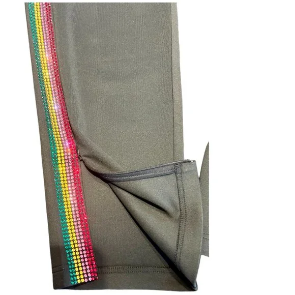 Pam & Gela Cropped Track Pants with Rhinestone Side Stripes Size L - Picture 6 of 11